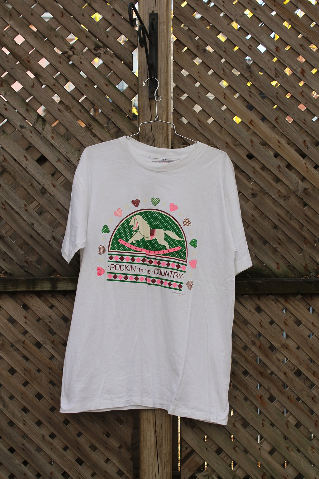 Vintage 1990s Rockin In The Country Graphic T Shirt Rocking Horse