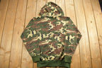 Vintage 1980s Woodland Camouflage Thermal Hoodie