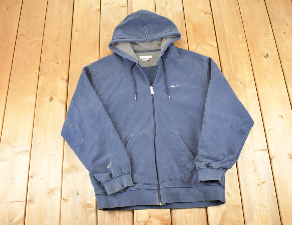 Vintage Y2K Nike Hoodie Full Zip Sweatshirt Men's XL / Swoosh Logo / Minimalist / Made in USA / 90s Nike Sweater