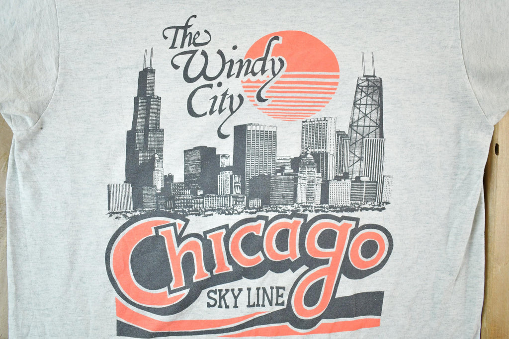 Vintage 1980s Chicago Windy City Skyline Souvenir T-Shirt Mens Small Medium