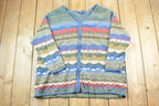 Vintage 1990s PS casual Landscape Theme Knit Crewneck Full Zip Sweater