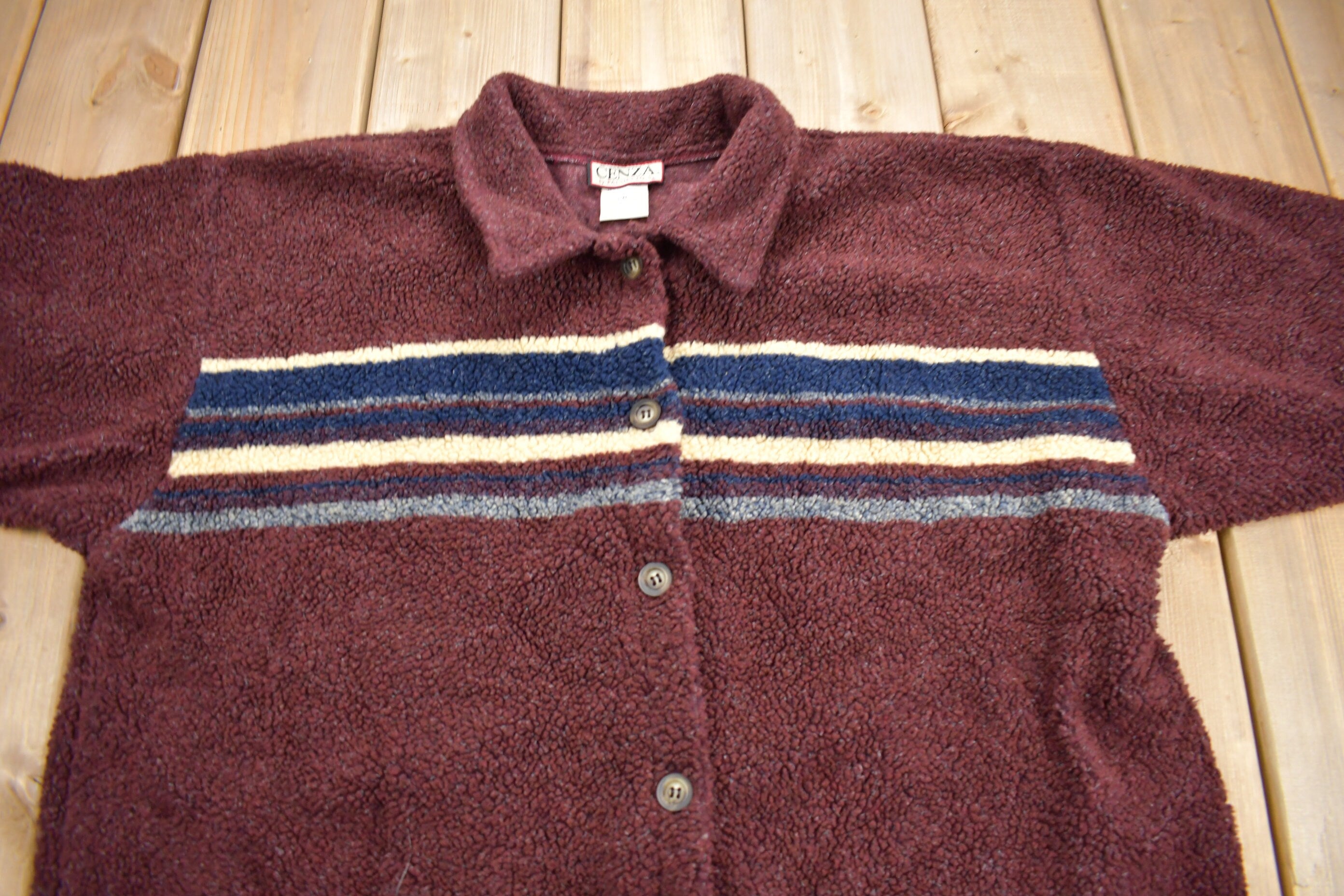 Vintage 1990s Fleece Button Up Woman's Sweater