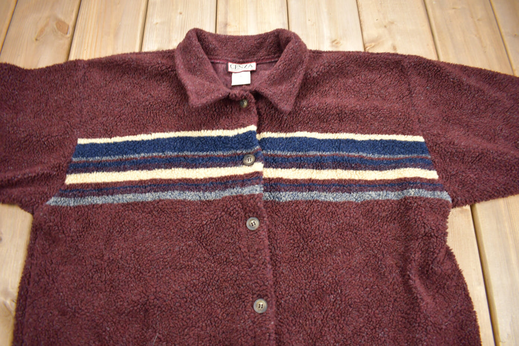 Vintage 1990s Fleece Button Up Woman's Sweater