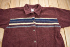 Vintage 1990s Fleece Button Up Woman's Sweater