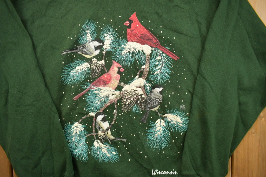 Vintage 1990s Snowy Cardinals Crewneck Sweatshirt