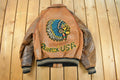 Vintage 1990s Avirex USA Native Tribal Leather Varsity Jacket Men's Medium /