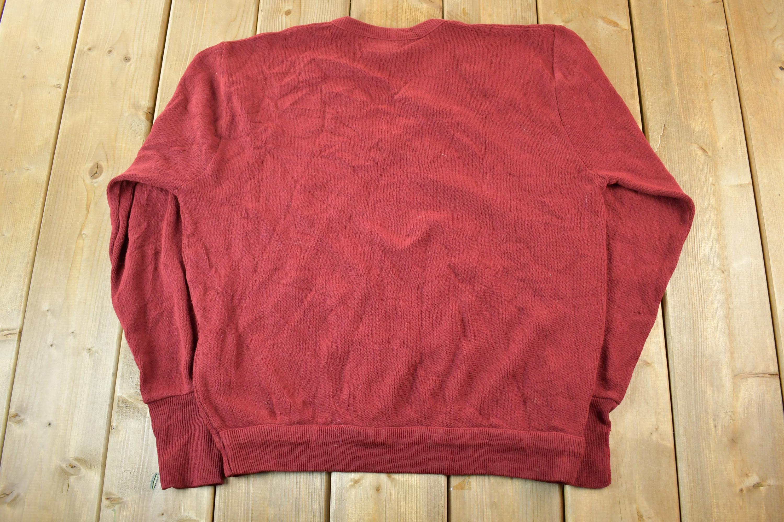 Vintage 1980s Izod Lacoste Alligator Knit Embroidered Cardigan Sweater Made In USA Women's Large