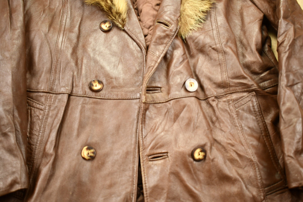 Vintage 1980s Leather Fur Jacket
