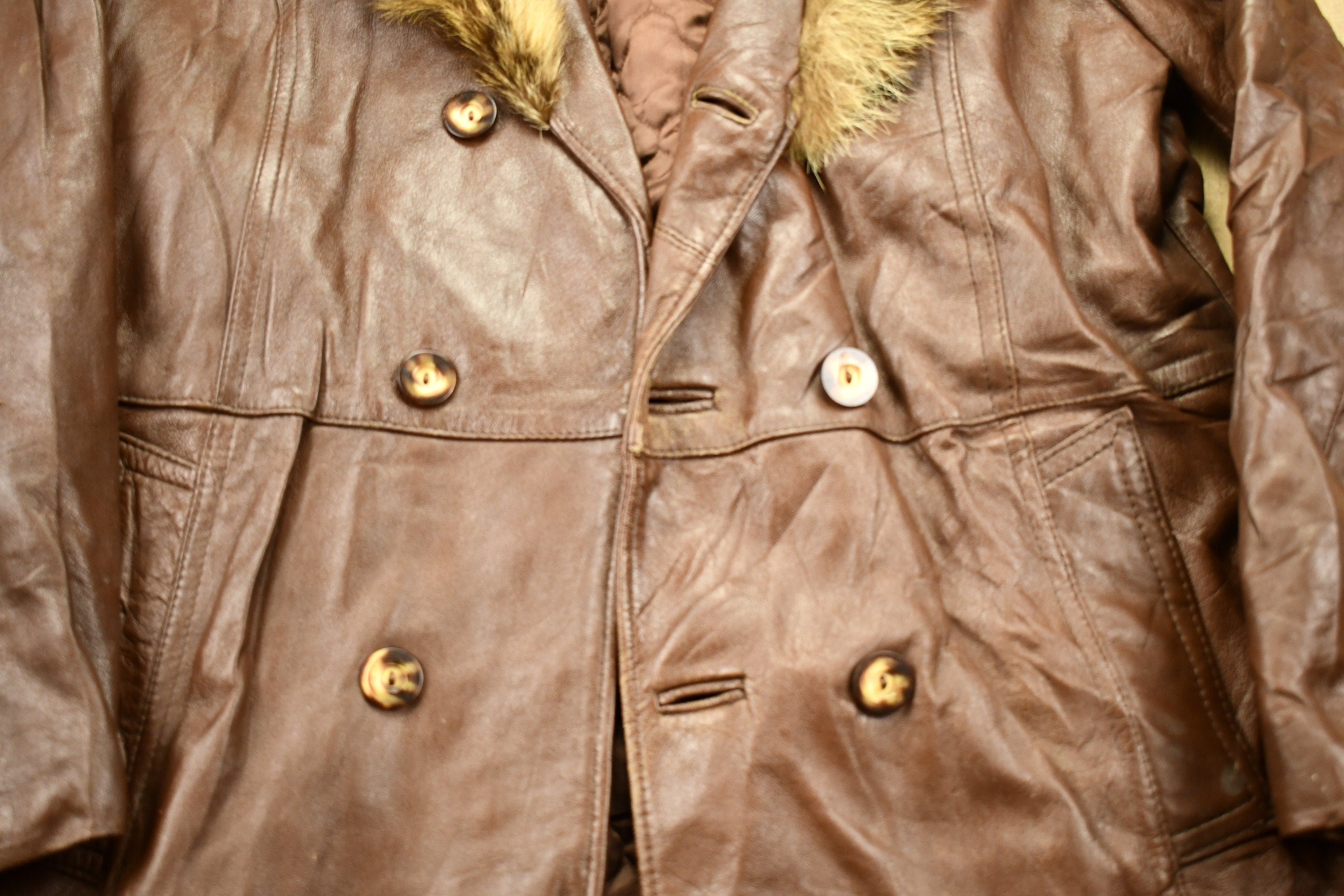 Vintage 1980s Leather Fur Jacket