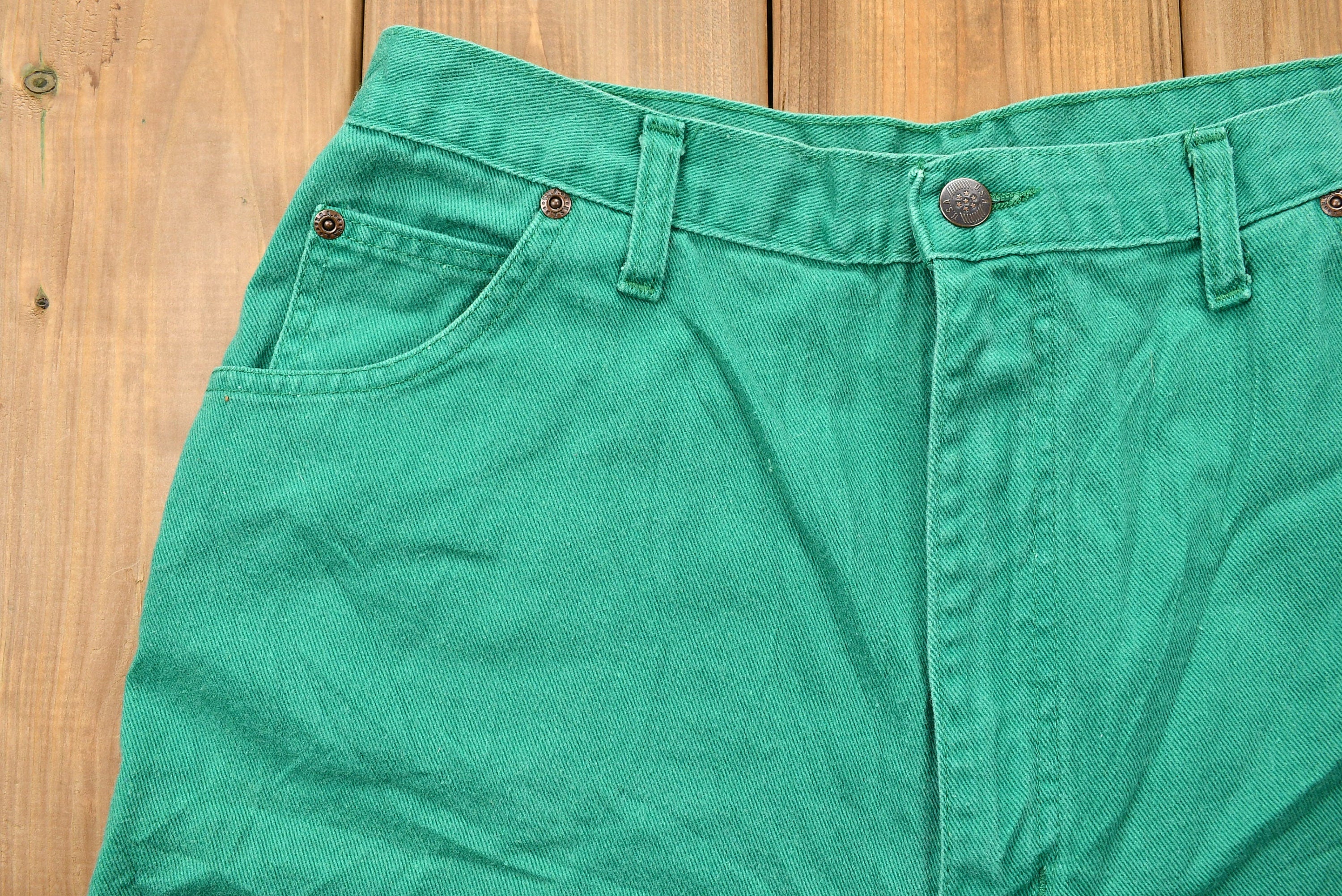 Vintage 1990s Green High Waist Denim Shorts