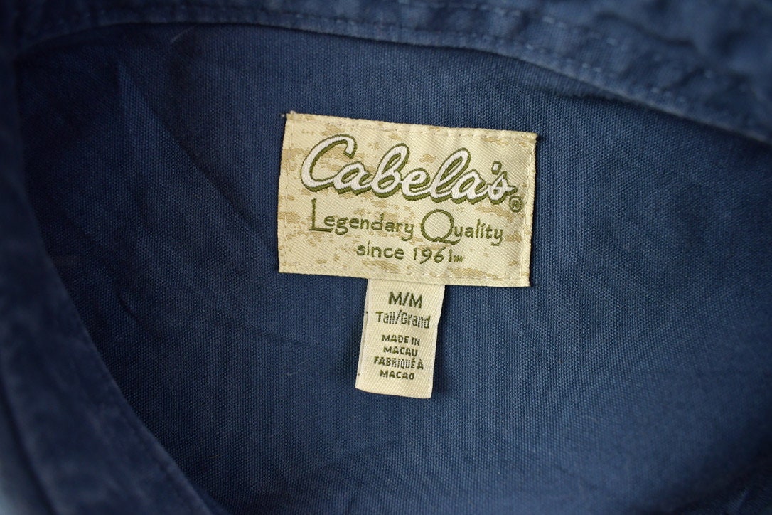 Vintage 1990s Cabela's Legendary Quality Blue Blank Button Up Shirt