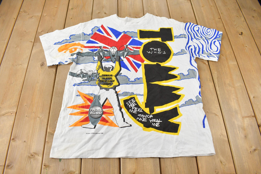 Vintage 1995 The Who Tommy Pinball Wizard AOP Graphic Single Stitch Band Tee Made in Canada