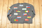 Vintage 1980s Multi Flag Abstract Knit Cardigan Sweater Men's M