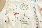 Vintage 1990s Summer Fun Spring Winter Fall Hand Embroidered Knit Cardigan Sweater Made In USA