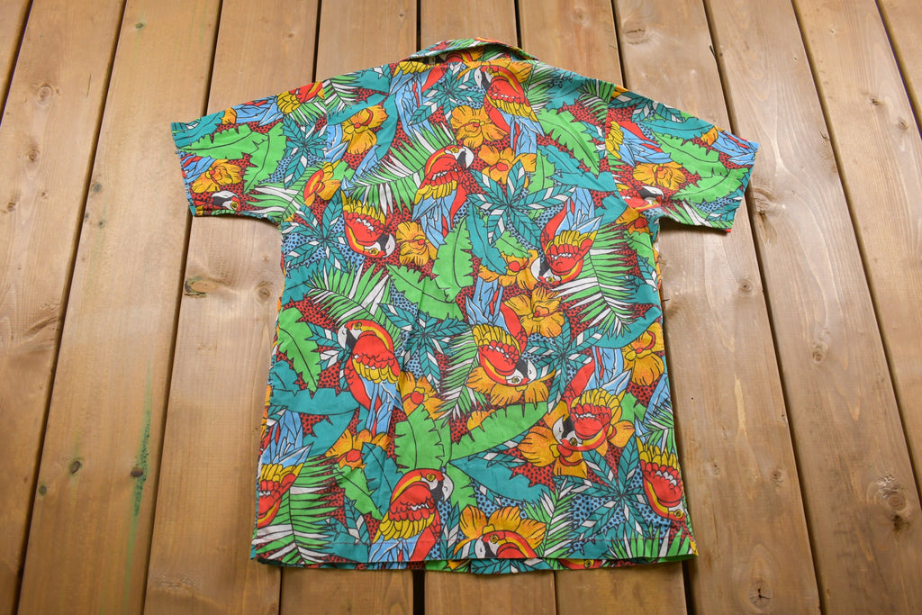 Vintage 1990s Tropical All Over print Button Up Shirt  Made in USA  Abstract Pattern  Casual Shirt  Formal Shirt