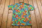 Vintage 1990s Tropical All Over print Button Up Shirt  Made in USA  Abstract Pattern  Casual Shirt  Formal Shirt