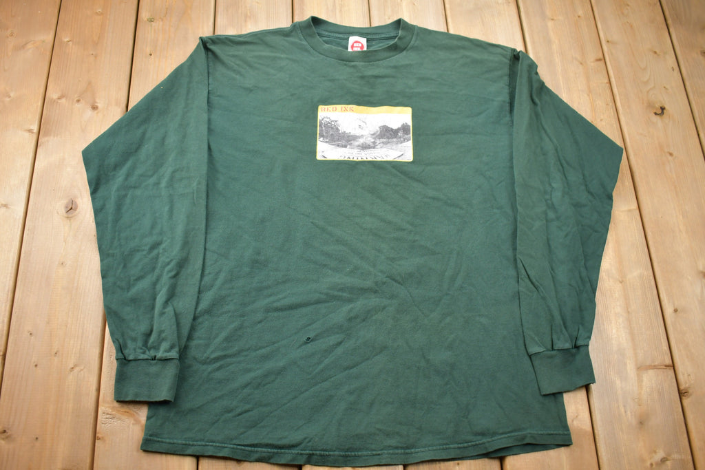 Vintage 1990s Red Ink Skateboarding Graphic Long Sleeve T-Shirt
