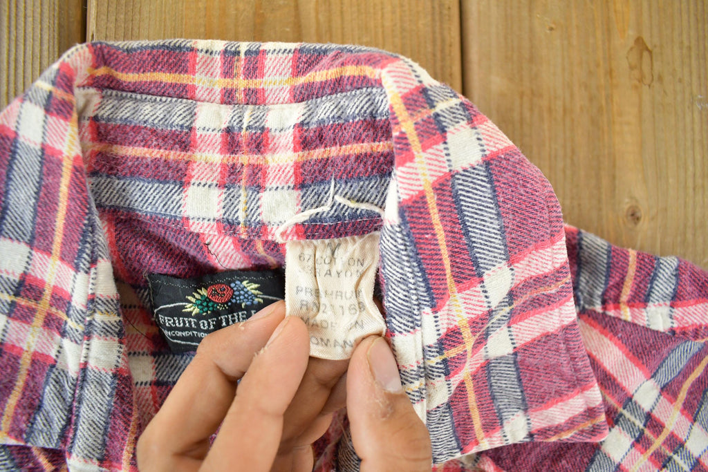 Vintage 1970s Fruit Of The Loom Flannel Button Up Shirt Men's Medium
