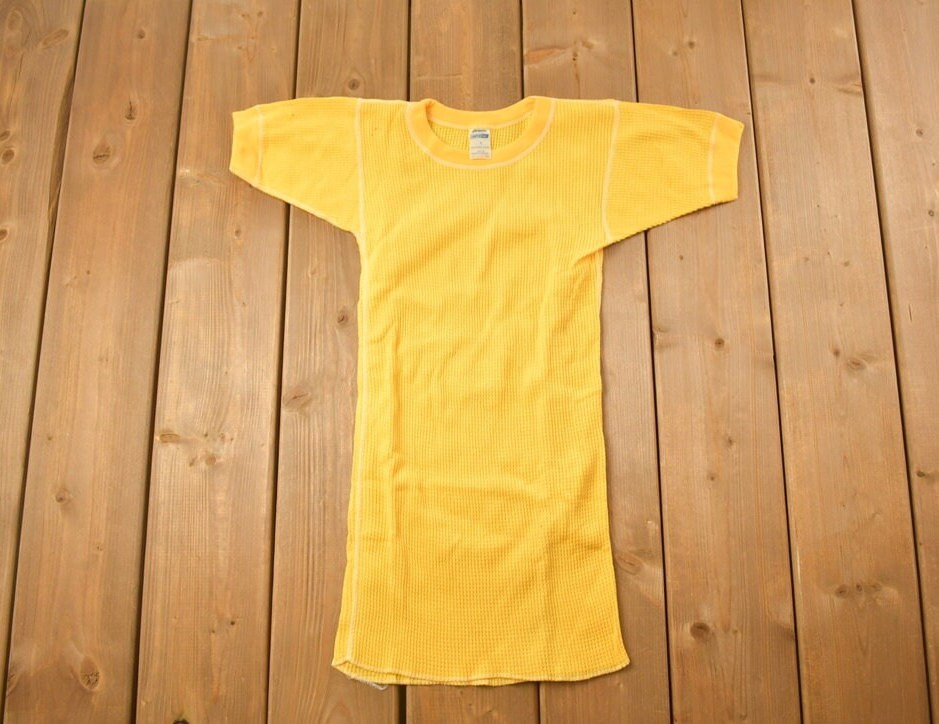 Vintage 1970s Deadstock Atlantic Sanfor Knit Thermal Yellow T Shirt / Vintage T Shirt / True Vintage / Deadstock / 70s / Made In Canada