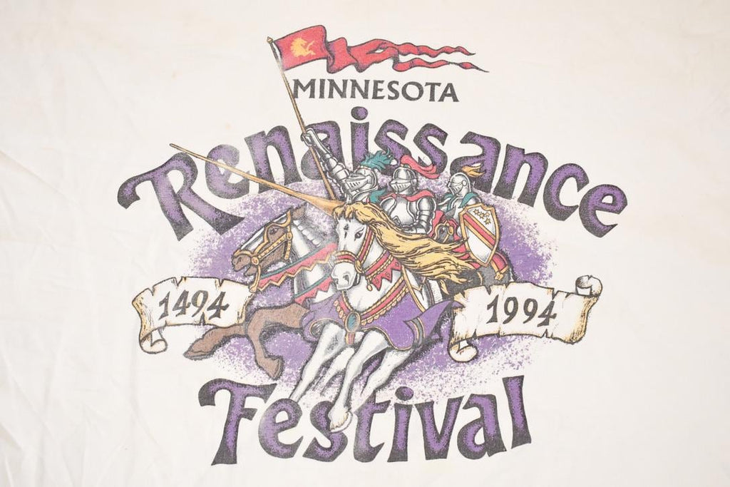 Vintage 1994 Minnesota Renaissance Festival Cartoon Graphic Print Long Sleeve T Shirt Men's XL