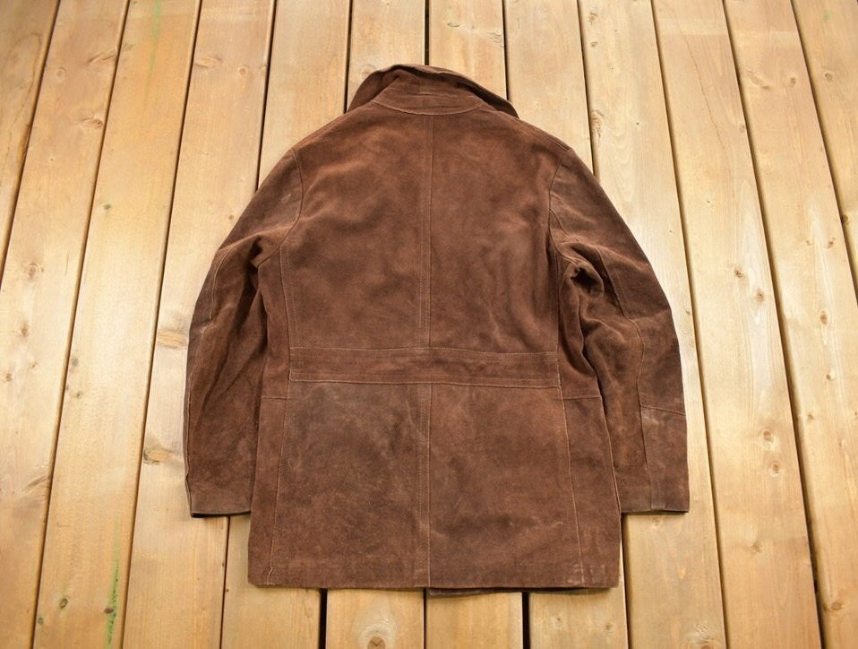 Vintage 1980s The Leader Suede Leather Jacket / Fall Outerwear / Leather Coat / Vintage Suede / Made In Canada / Suede Jacket