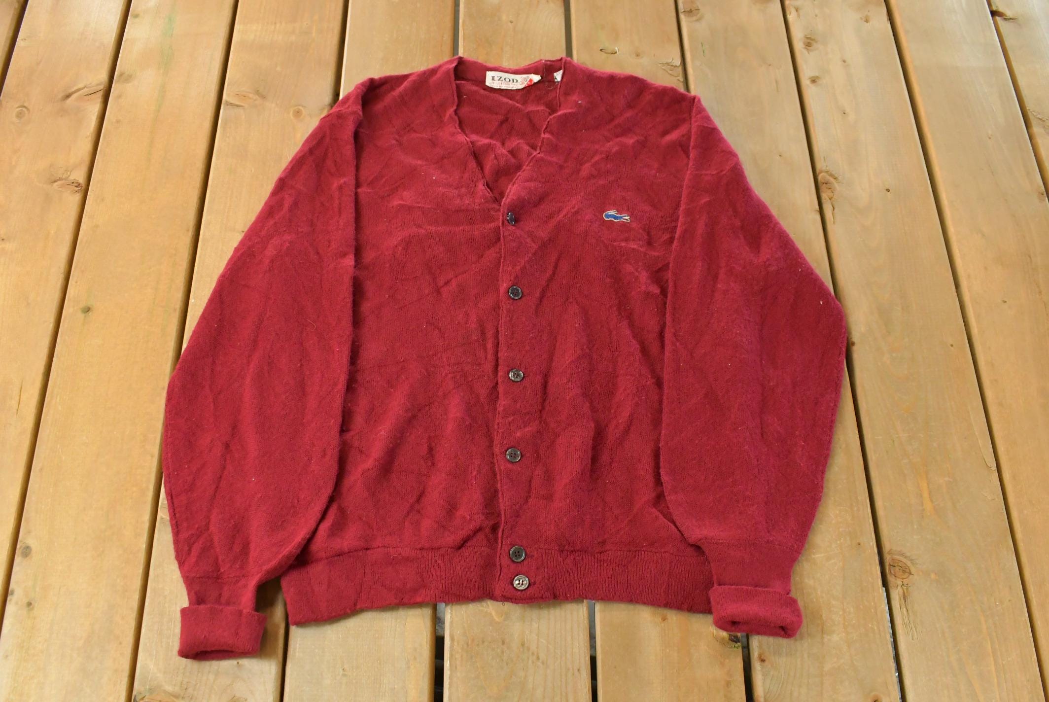 Vintage 1980s Izod of London Knit Cardigan Sweater Men's Large