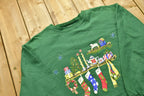 Vintage Christmas Sweater , 90s Holiday Crewneck , Winter Wear , Festive Stocking Graphic Print