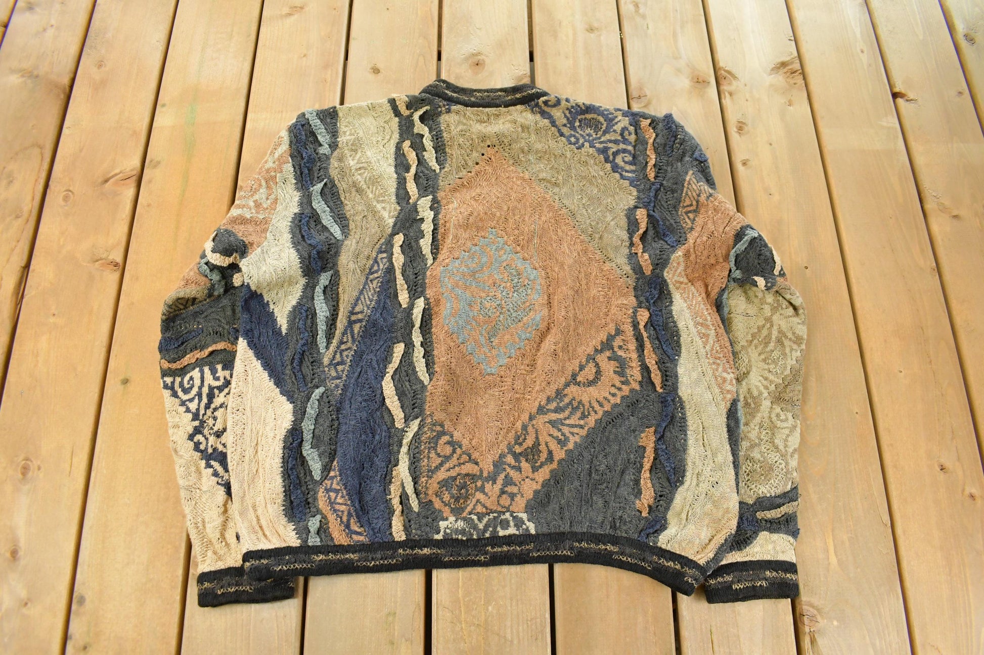 Vintage 1990s Coogi Classic 3D Knit Abstract Crewneck Sweater Men's Large