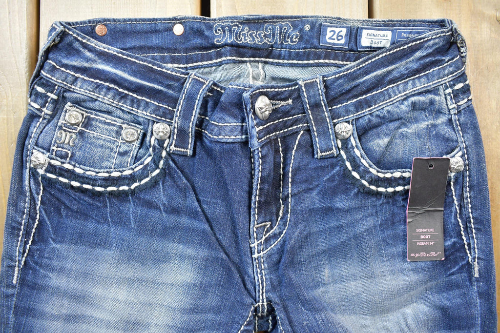 Vintage Y2K Miss Me Bedazzled Low Rise Jeans Size 26x33
