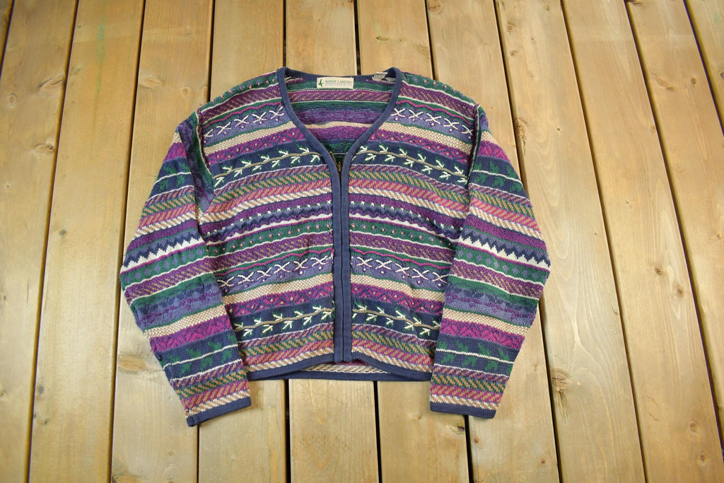 Vintage 1990s Marsh Landing Knit Cardigan Sweater Women's Small