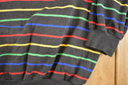 Vintage 1980s Striped Quarter Button Souvenir Crewneck Sweatshirt Men's XL