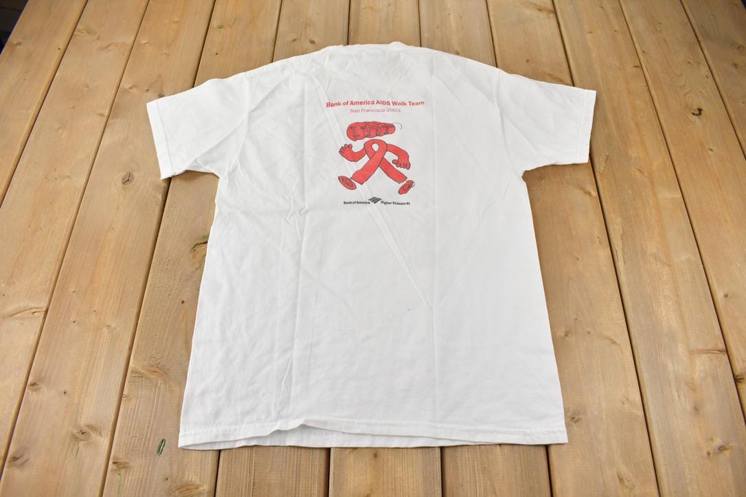 Vintage 2003 San Francisco AIDS Walk Team Graphic Art T-Shirt Size M