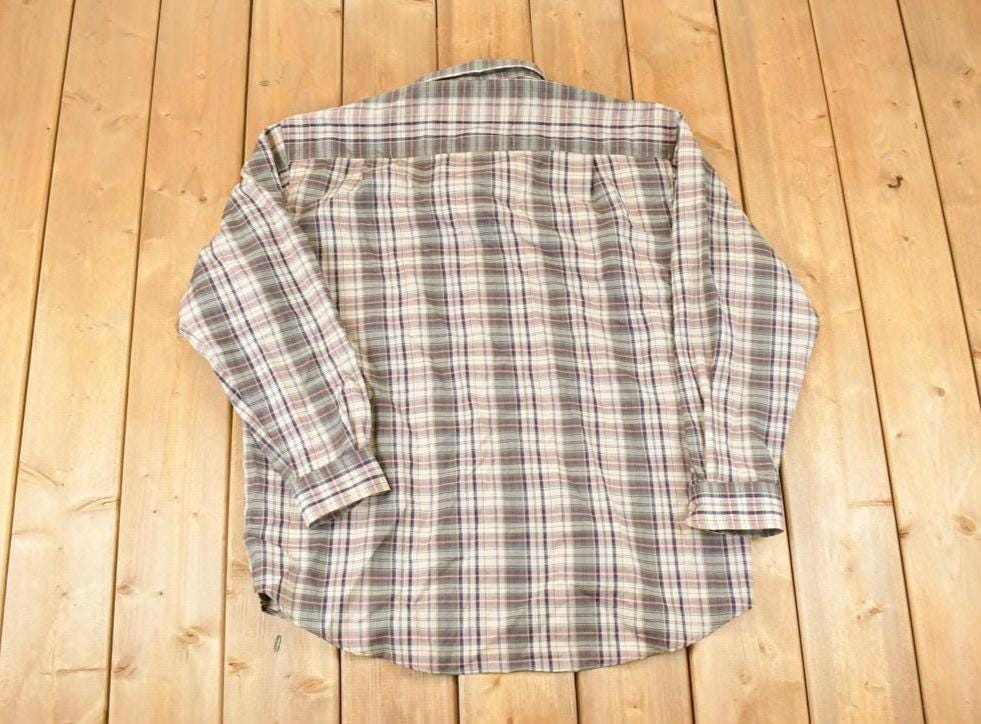 Vintage 1990s Pendleton Plaid Wool Button Up Shirt Men's XL / Funky Crazy Pattern / Preppy Style / Boxy Fit