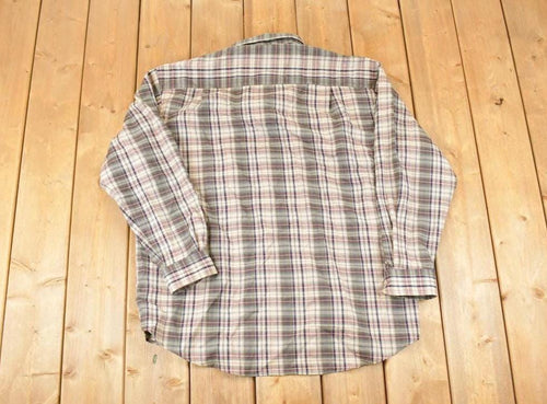 Vintage 1990s Pendleton Plaid Wool Button Up Shirt Men's XL / Funky Crazy Pattern / Preppy Style / Boxy Fit
