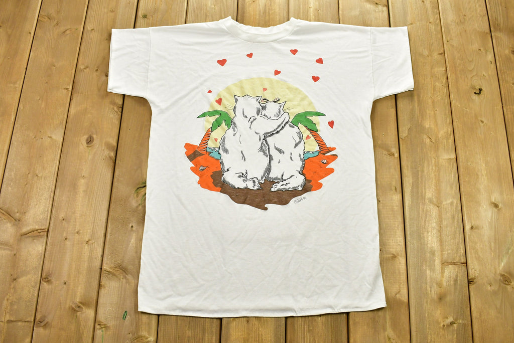 Vintage 1990's Cute Cats Graphic Animal Lounge T-Shirt