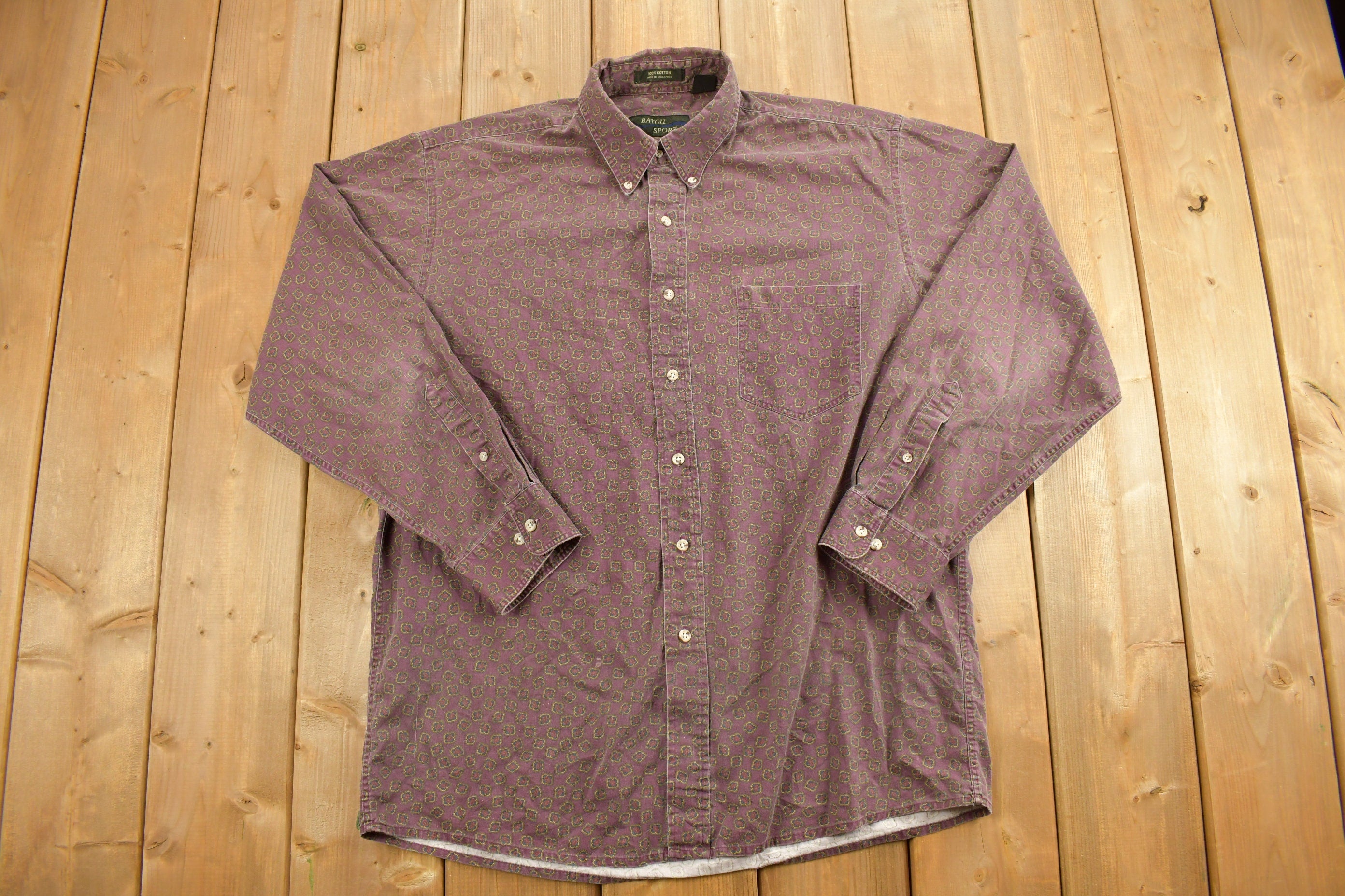 Vintage 1990s Bayou Sport All Over Print Button Up Shirt