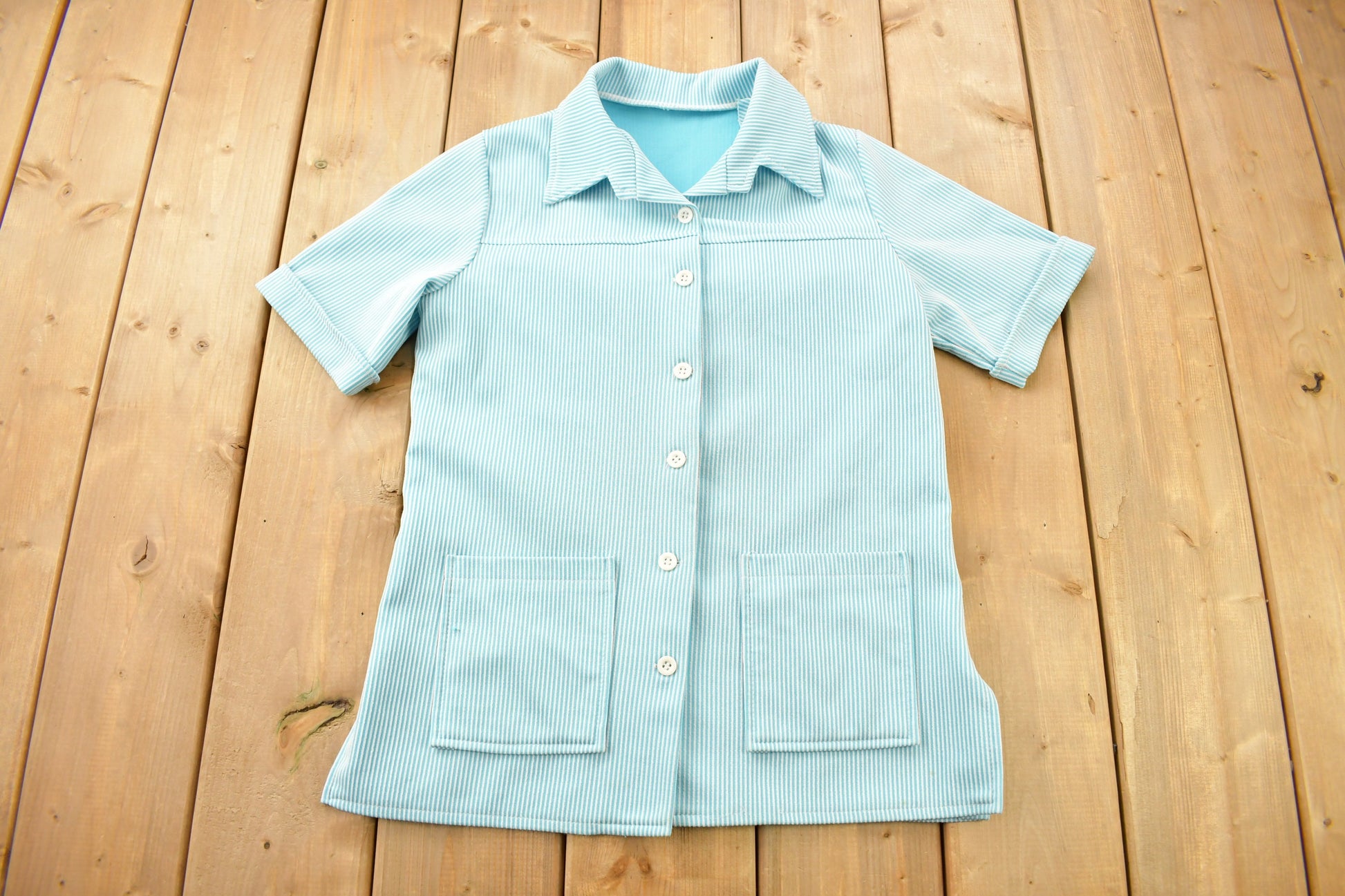 Vintage 1960s Women's Striped Polo Shirt & Skirt Set Size 10