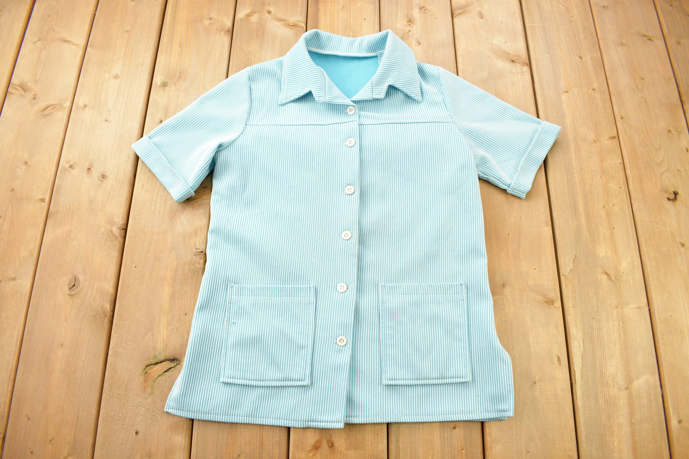 Vintage 1960s Women's Striped Polo Shirt & Skirt Set Size 10