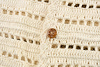 Vintage 1990s Women's Rey Wear White Hand Knit Bolivian Cardigan Sweater