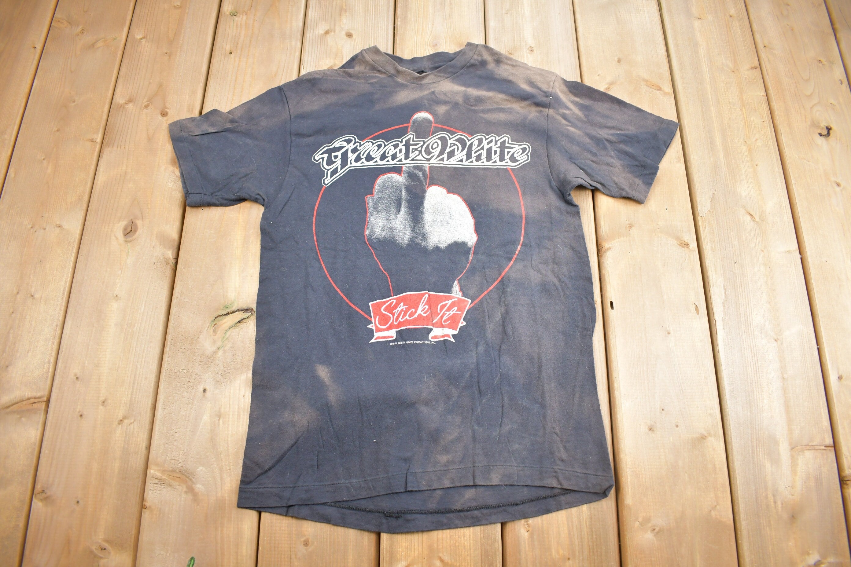 Vintage 1984 Great White Stick It UK Tour Band T-shirt