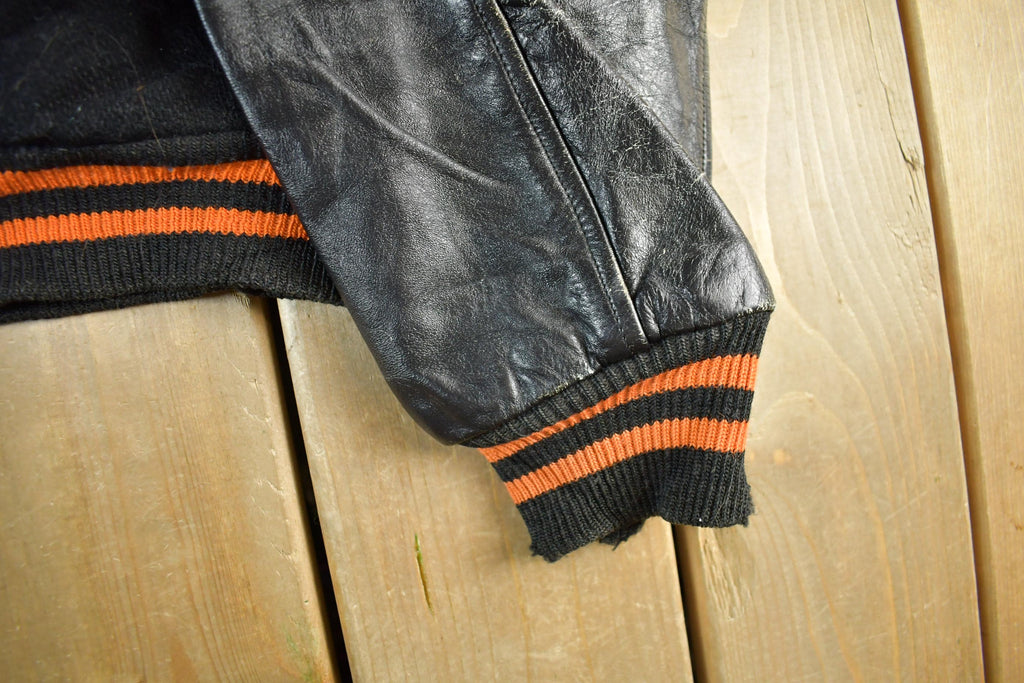Vintage 1960s Wool Varsity Jacket: Leather Sleeves, Men's Medium