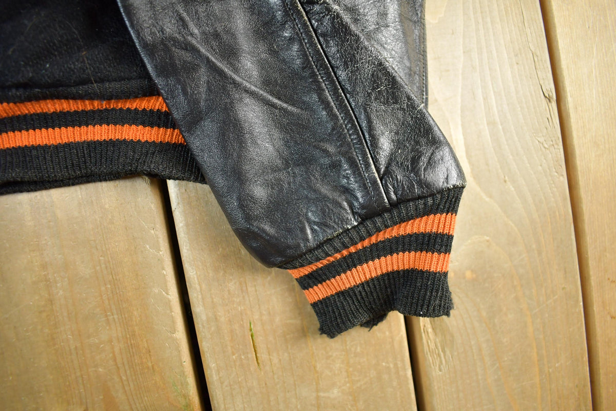 Vintage 1960s Wool Varsity Jacket: Leather Sleeves, Men's Medium