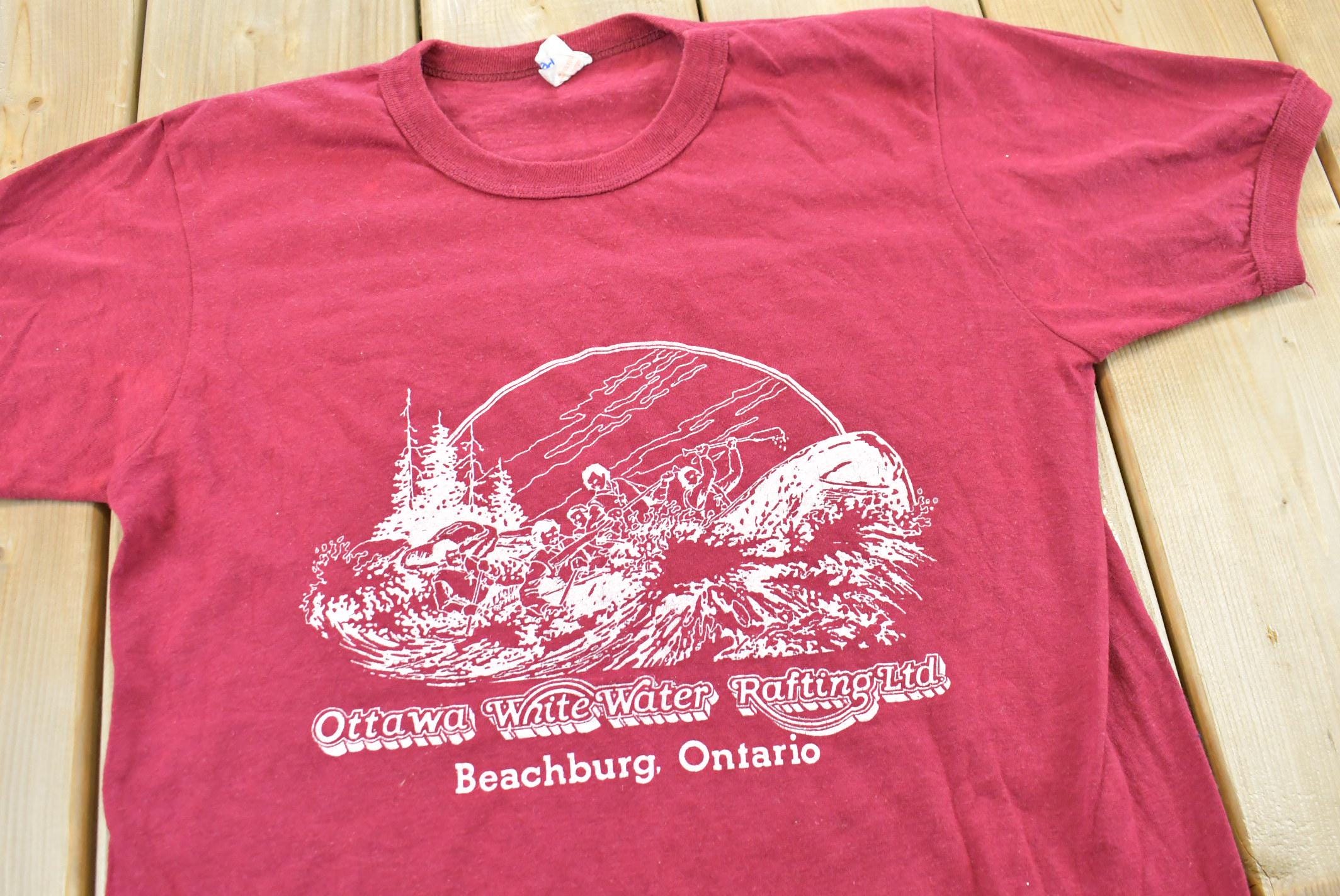 Vintage 1980s Ottawa White Water Rafting Ringer T-Shirt Mens S