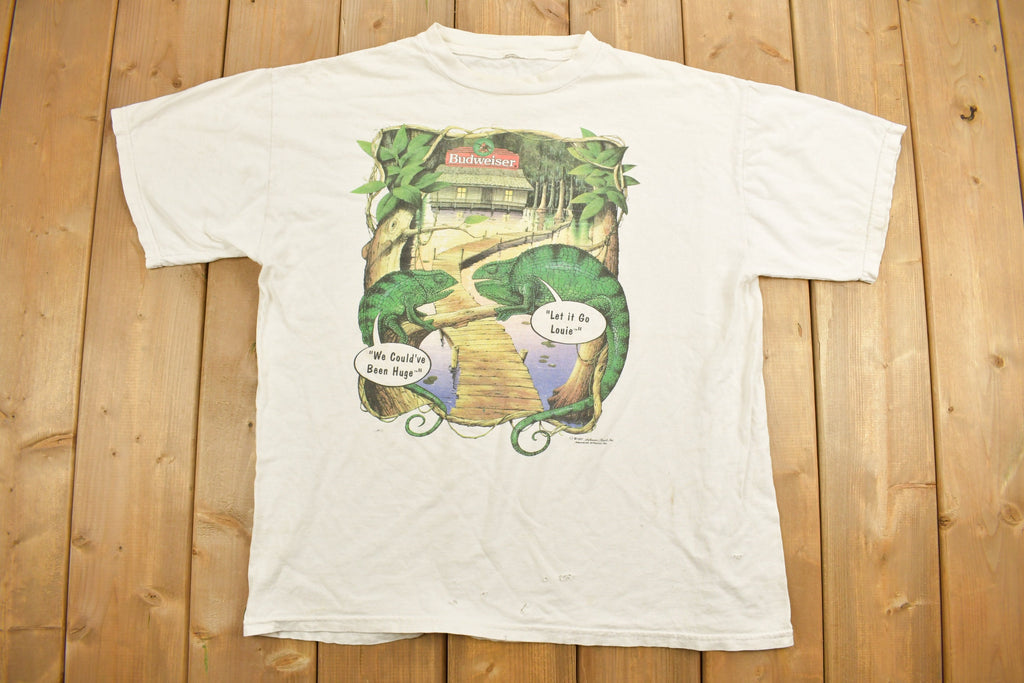 Vintage 1997 Budweiser King Of Beers Lizard Graphic T-Shirt