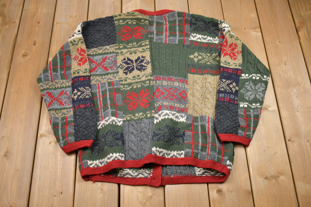 Vintage 1990s Simons All Over Print Cardigan Sweater