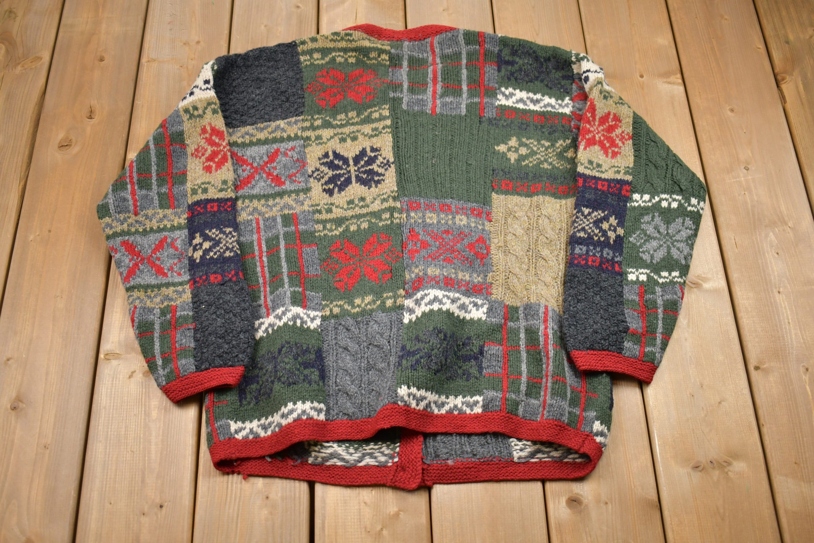 Vintage 1990s Simons All Over Print Cardigan Sweater
