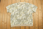 Vintage 1990s Harbor Bay Aztec All Over Print Collared Polo Shirt
