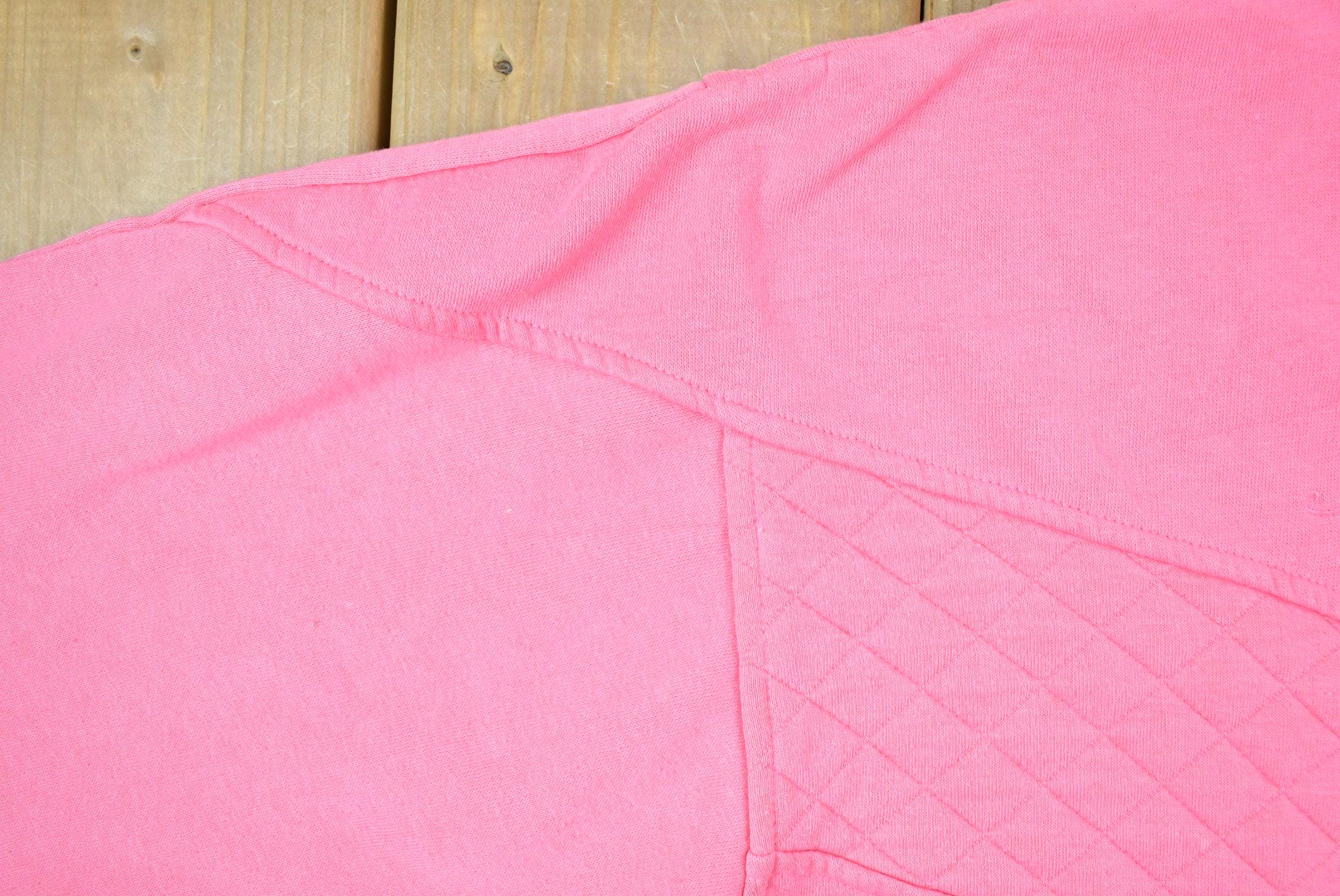 Vintage 1990s American Sportif Pink Quilt Design Embroidered Floral Crewneck Sweater