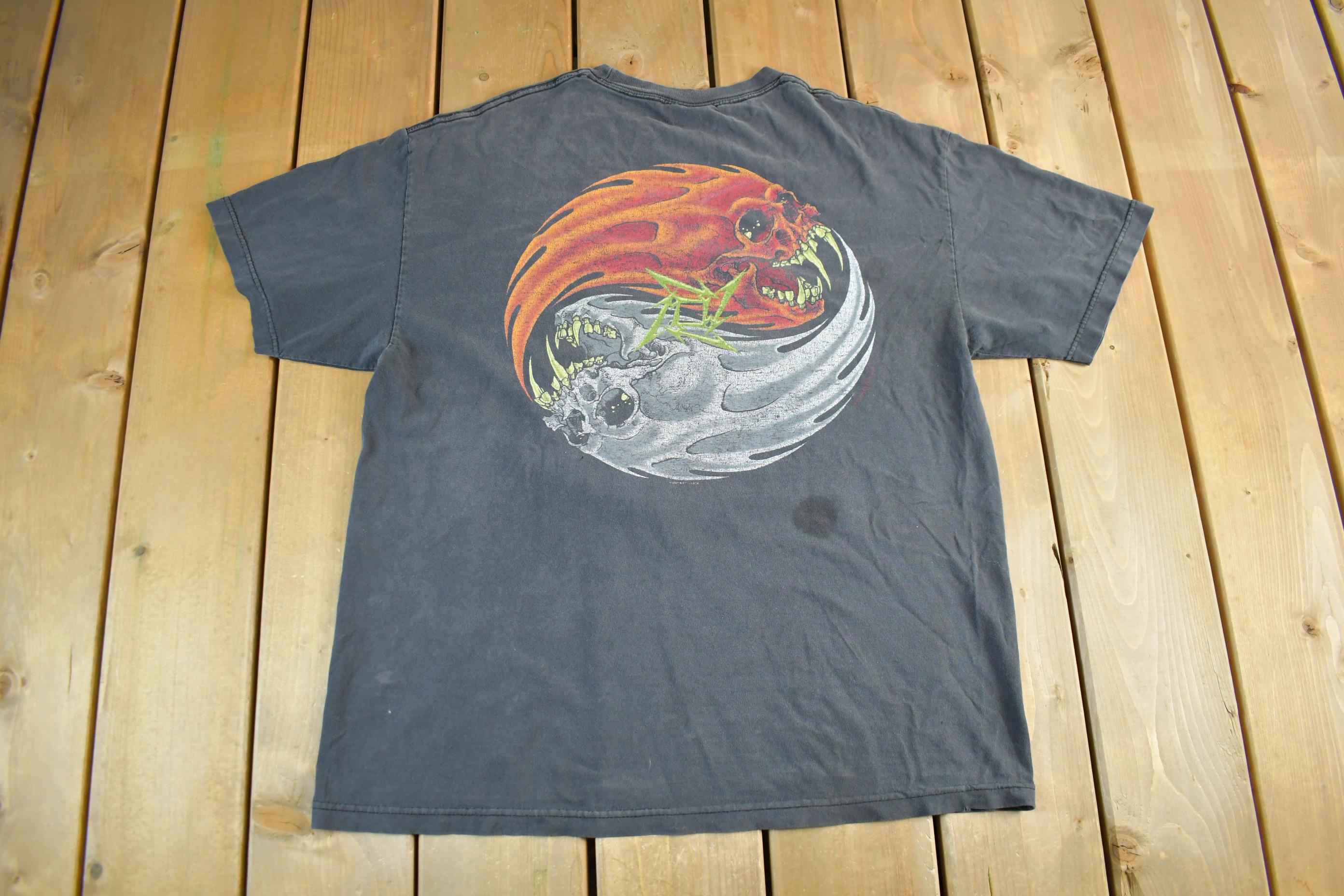 Vintage 1997 Metallica Pushhead Flaming Yin Yang Head Rebel Band T-Shirt Men's XL
