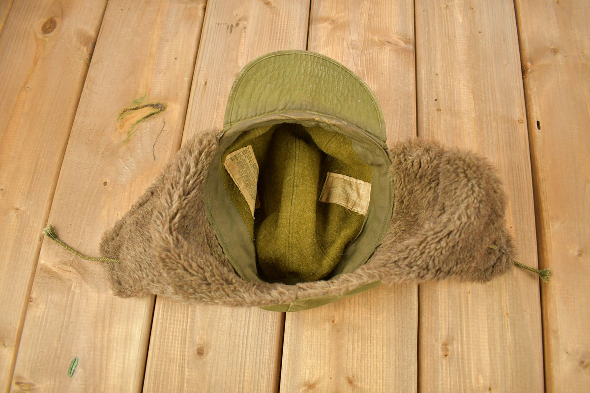 Vintage 1953 Military Pile Field Cap Hat Size 7 1